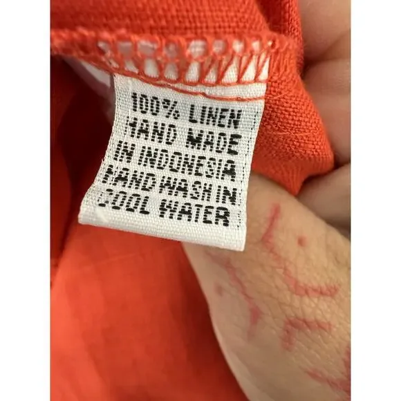 Gillia Red Linen Mini Dress Spaghetti Strap Convertible Strapless Shirred Waist - Picture 7 of 10